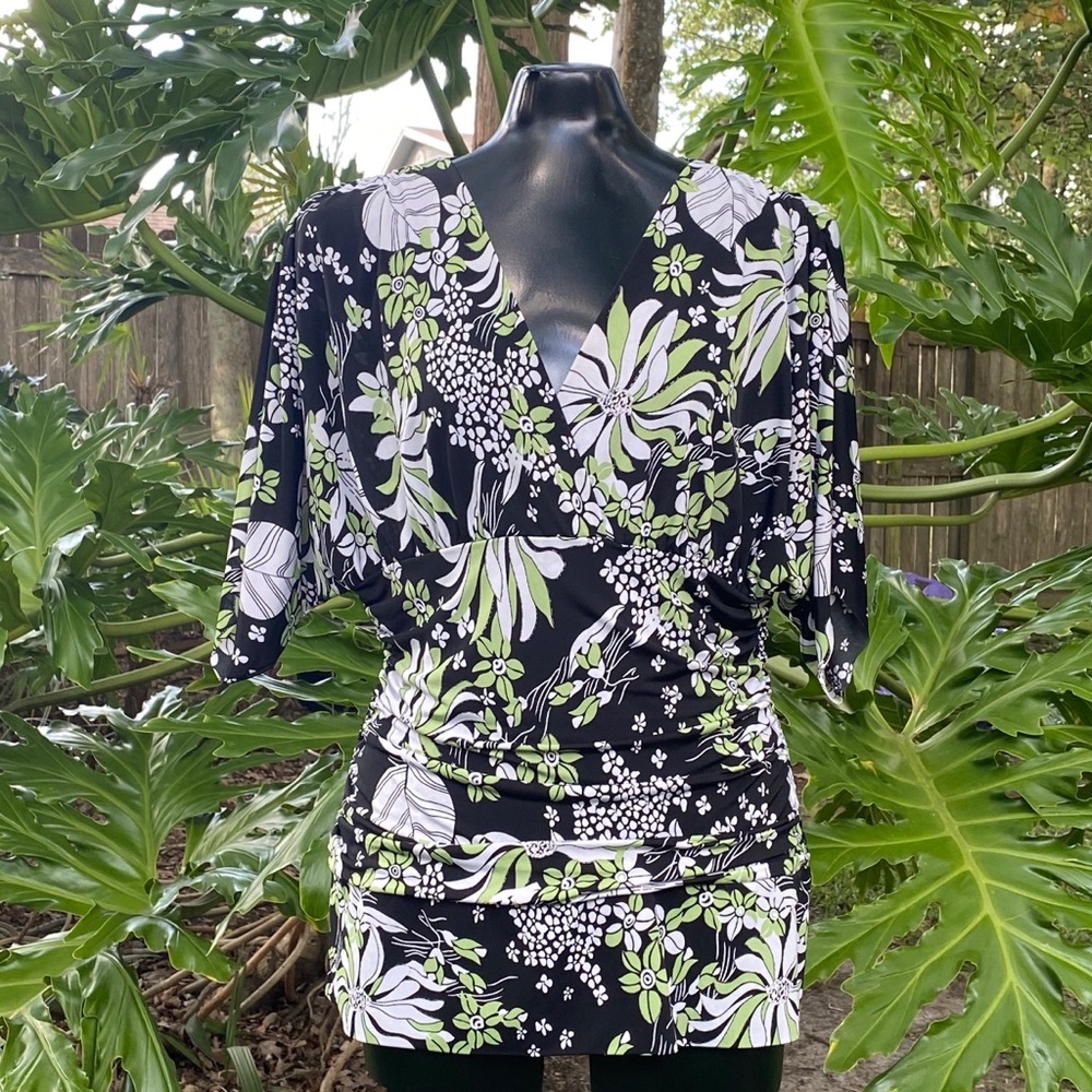 Vintage Rampage 90’s Black & Green Floral Blouse